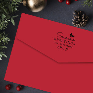Seasons Greetings Personalised Family Name Holiday Self-inking Stamp
