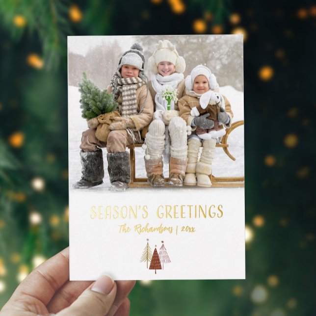 Seasons Greetings Photo Elegant Gold Script Modern (Creator Uploaded)
