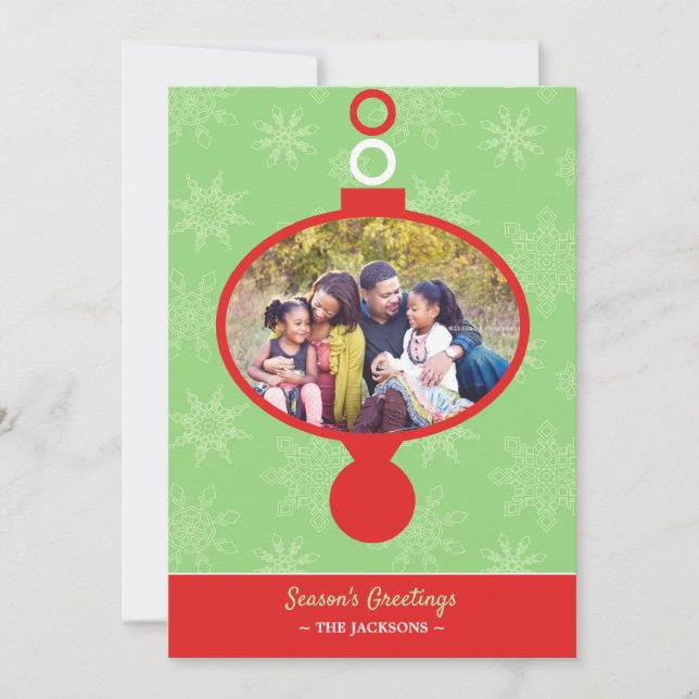Season's Greetings Photo Ornament Card (Front)