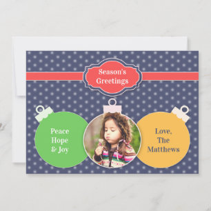 Season's Greetings Photo Ornaments Card