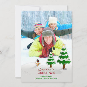 Season's Greetings Photo Snowman Winter Card