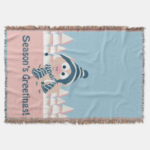 Season's Greetings pig Throw Blanket