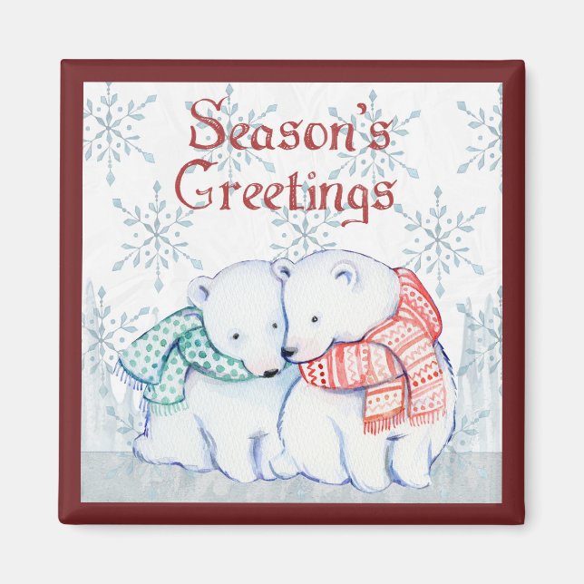 Season's Greetings Polar Bears Magnet (Front)