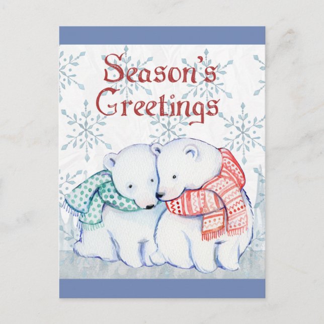 Season's Greetings Polar Bears Postcard (Front)