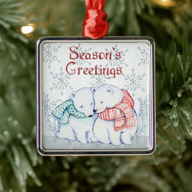 Seasons Greetings Polar Bears premium ornament (Tree)