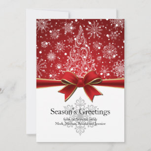 Season's Greetings Red Holiday Artistic Snowflakes