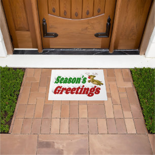 Seasons Greetings Reindeer Christmas typography Doormat