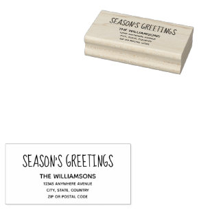 Season's Greetings Return Address #2 Rubber Stamp