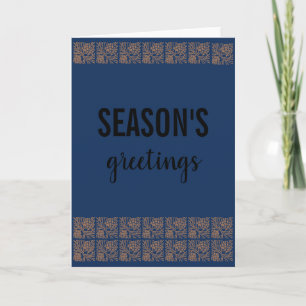 Season's Greetings Rustic Blue Blank Card