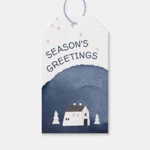 Season's Greetings Rustic Watercolor Christmas Gift Tags