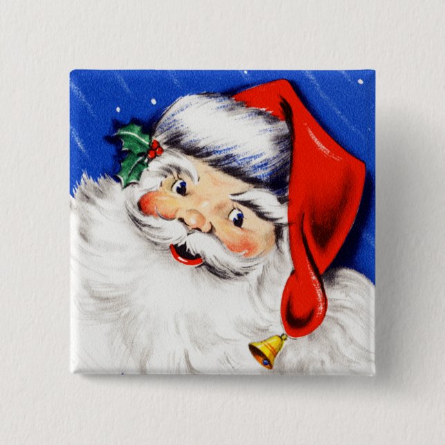 Seasons Greetings Santa 15 Cm Square Badge (Front)