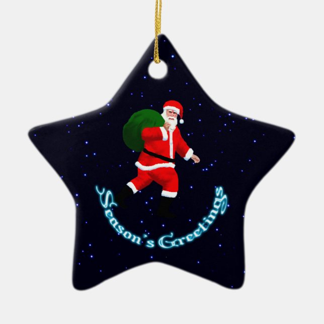 Season's Greetings - Santa Claus Ceramic Tree Decoration (Front)