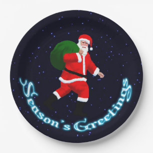 Season's Greetings - Santa Claus Paper Plate