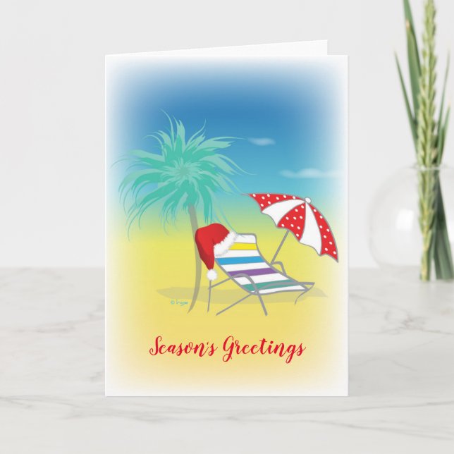 Season's Greetings, Santa Hat, Whimsical Holiday Card (Front)