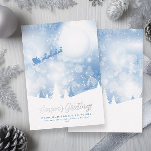Season's Greetings Santa Script Blue Snow Real