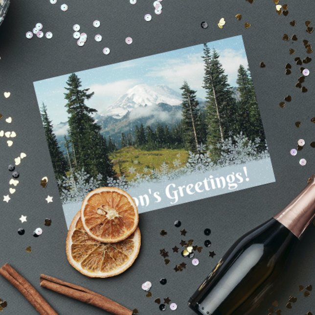 Season's Greetings Scenic Mountain Landscape Holiday Card (In Situ)