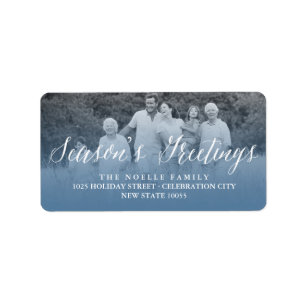Season's Greetings Script Photo Address Labels