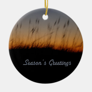 Season's Greetings Sea Oats and Dunes at Sunset Ceramic Tree Decoration