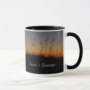 Season's Greetings Sea Oats and Dunes at Sunset Mug