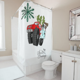 Seasons Greetings Shower Curtain Snowman