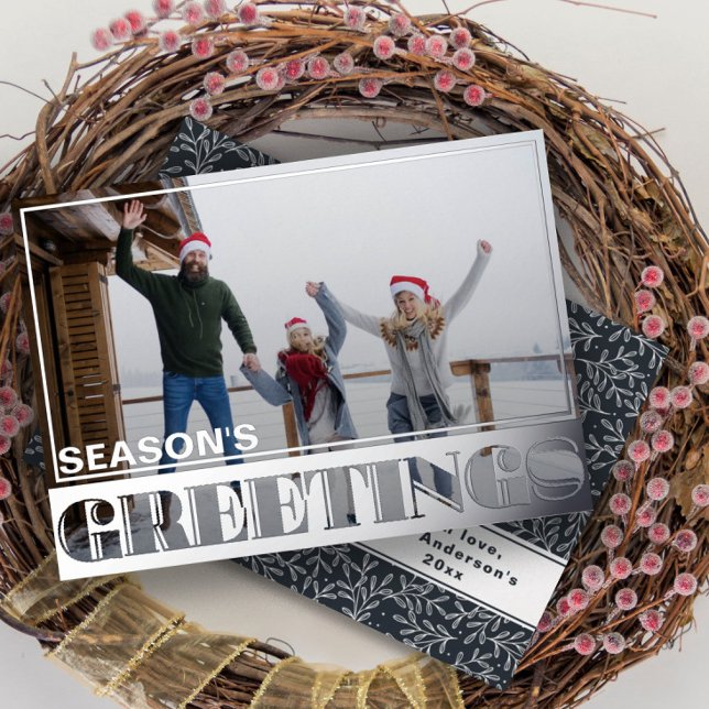 Season's Greetings Silver Foil & Photo Christmas (Creator Uploaded)