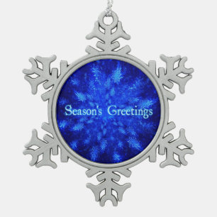 Season's Greetings - Snowburst Snowflake Pewter Christmas Ornament