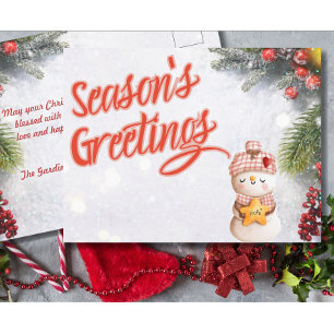 Season's Greetings Snowman Christmas Postcard