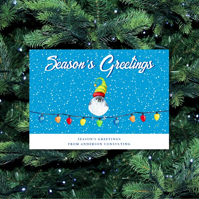 Season's Greetings Snowy Bird Business Holiday Card (Creator Uploaded)
