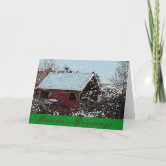 Season's Greetings Snowy House Holiday Card