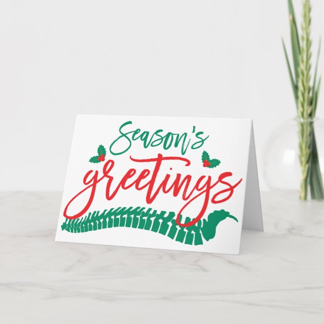 Season's Greetings Spine and Holly Chiropractic Holiday Card (Front)