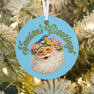 Season's Greetings - Spring Santa Metal Tree Decoration
