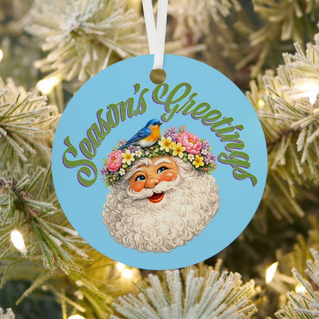 Season's Greetings - Spring Santa Metal Tree Decoration (Insitu)