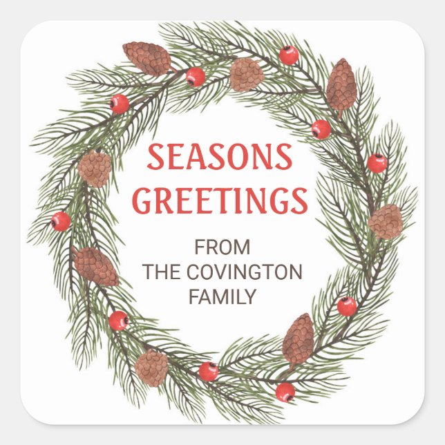 Seasons Greetings Square Sticker (Front)