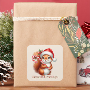 seasons Greetings squirrel lovers Square Sticker