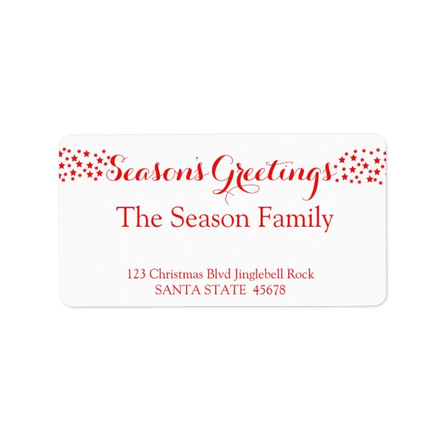 Season's Greetings  stars holiday label (Front)