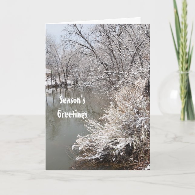 Seasons Greetings Template Card Winter Pond (Front)