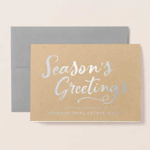 Season's Greetings Typography Holiday Greetings Foil Card