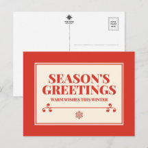 Season's Greetings Warm Wishes Typography