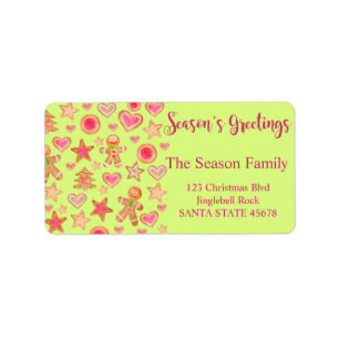 Season's Greetings watercolor gingerbread cookies Label