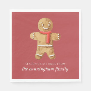 Season's Greetings Watercolor Gingerbread Man Napkin