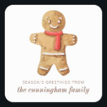 Season's Greetings Watercolor Gingerbread Man Square Sticker<br><div class="desc">Design is composed of watercolor gingerbread man

Available here:
http://www.zazzle.com/store/selectpartysupplies</div>