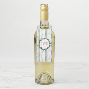 Seasons greetings watercolor stripe holiday bottle tag