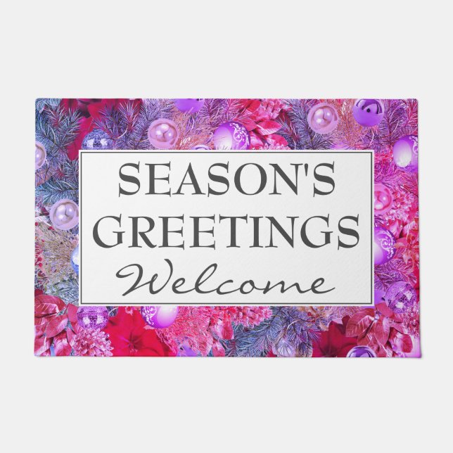 SEASON'S GREETINGS Welcome Doormat (Front)