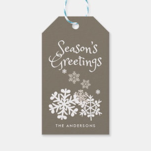 Seasons Greetings Whimsical Snowflakes Holiday Gift Tags