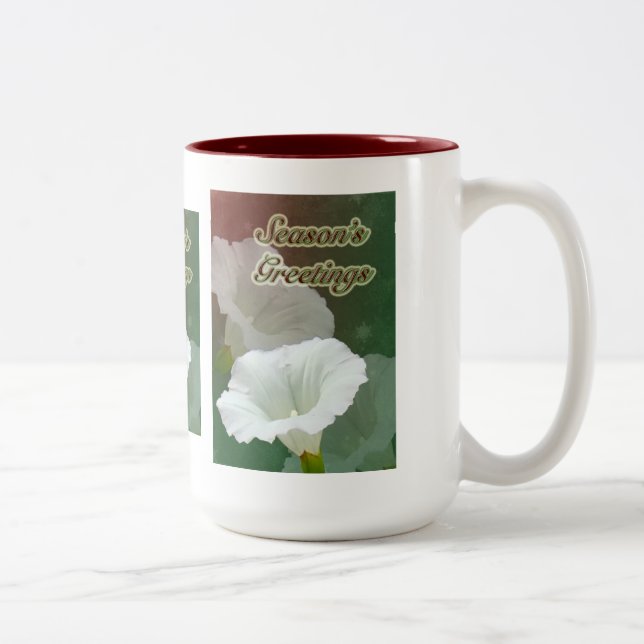 Season's Greetings - White Bindweed Two-Tone Coffee Mug (Right)