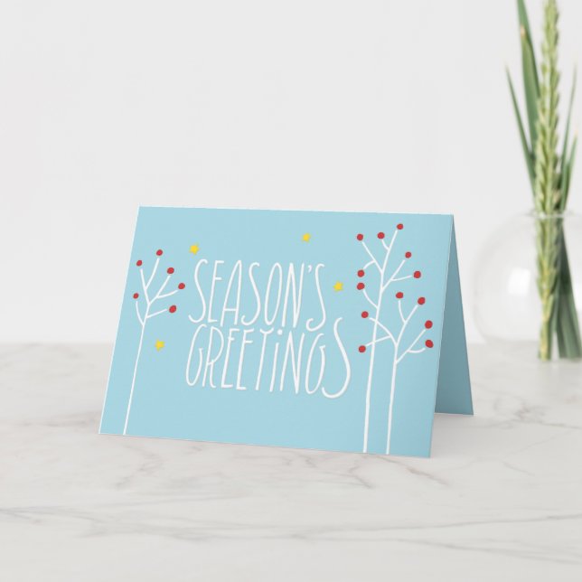 Seasons Greetings white blue Card (Front)