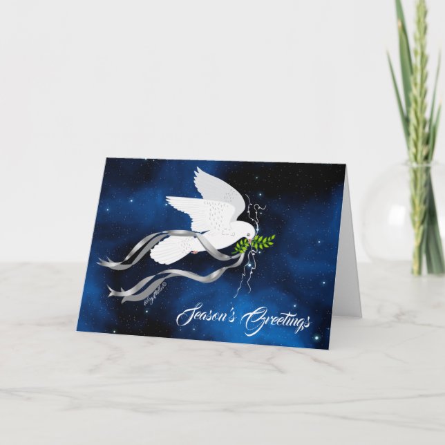 Season's Greetings, White Dove Holiday Card (Front)
