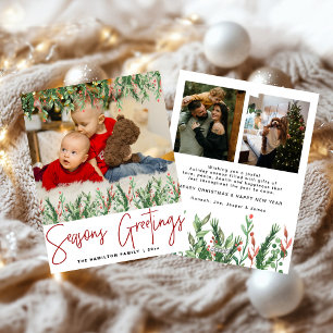 Seasons Greetings Winter Foliage Holiday Card