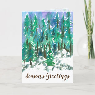 Season's Greetings Winter Forest Snow Scene Holiday Card