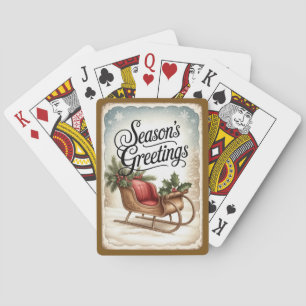 Seasons Greetings Winter Sleigh Playing Cards